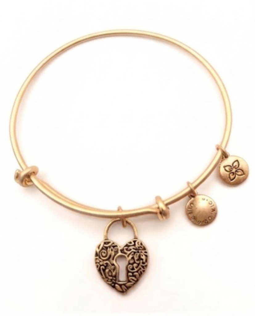 Urban Leaves German Design One World One Love Heart Bangle Gold Tone Women