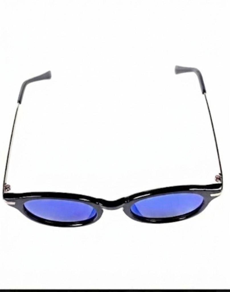 Lux Lenses Sunglasses Oval UV400 Mirrored Black Blue Unisex