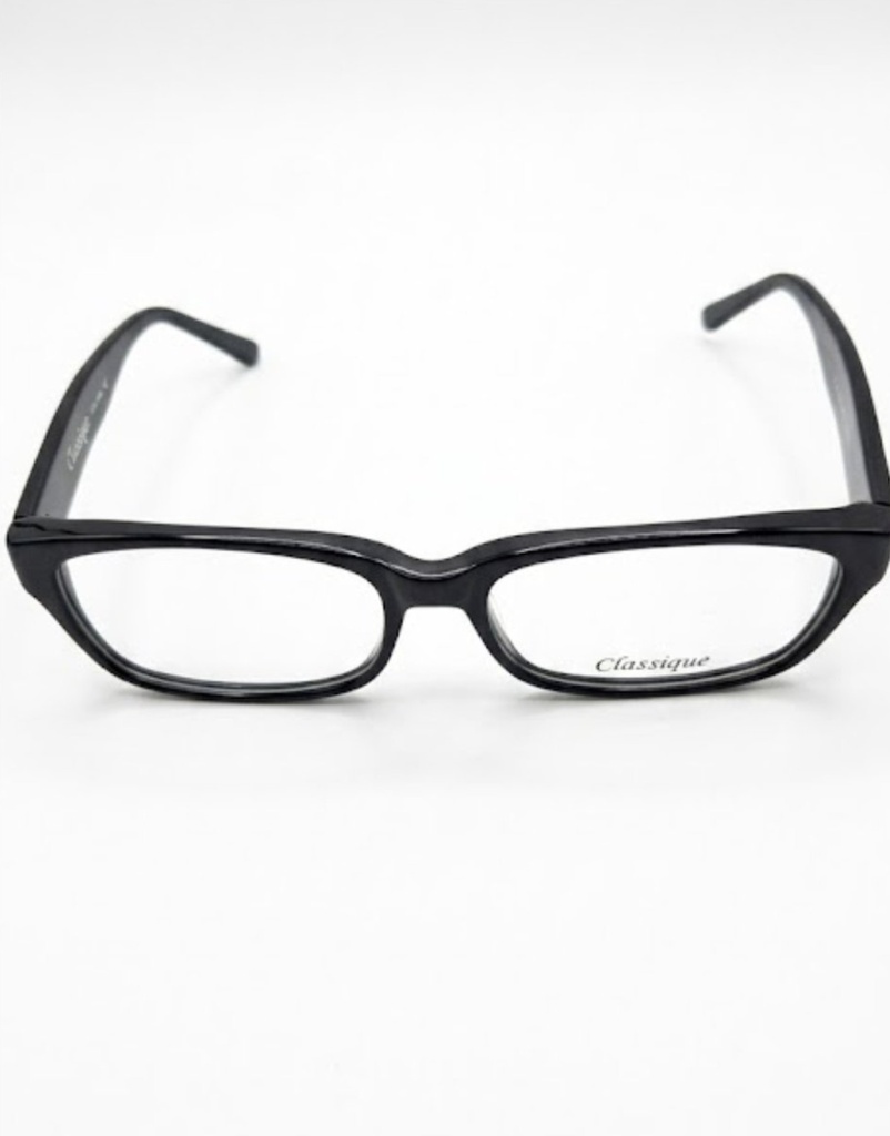 Classique Eyeglasses Frame Rectangle Full-Rim Black Unisex Acetate